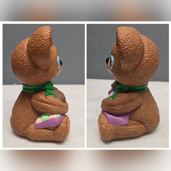 Pottery Teddy Bear With Baby Bear Figurine Nursery Baby Room Decor Vintage 80s - Picture 3 of 8